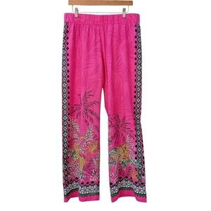 Lilly Pulitzer Bal Harbour Palazzo Pants Large Wild Side Leopard Pink Cruise